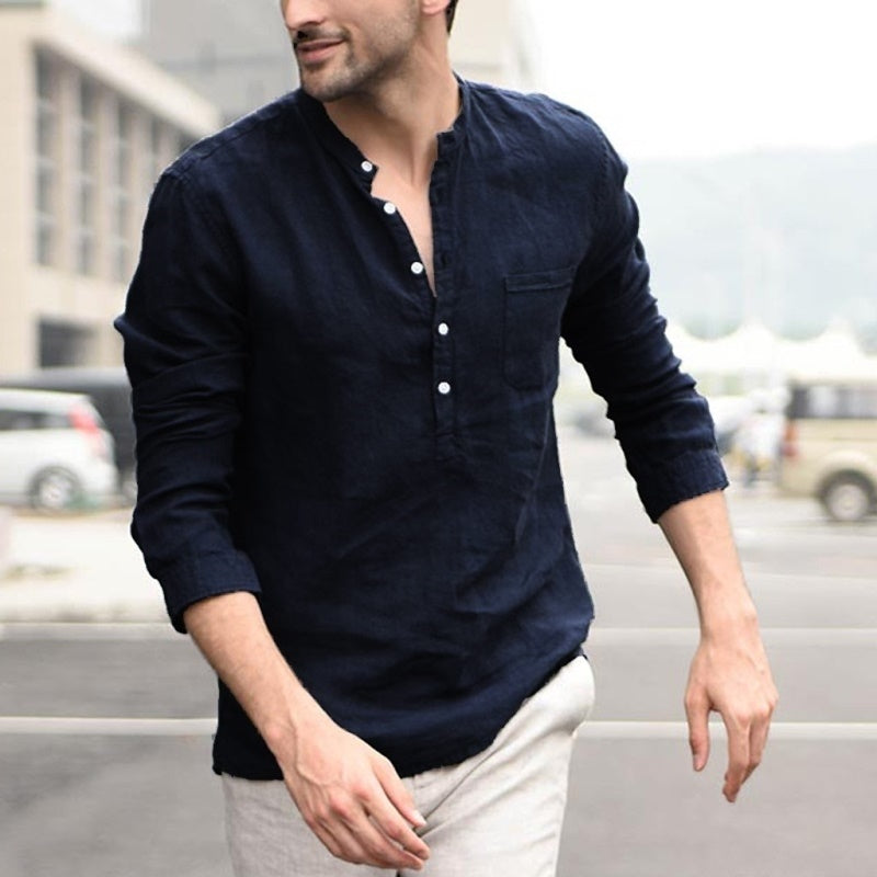 Men's Plaid Collar Shirt - Classic Casual Style