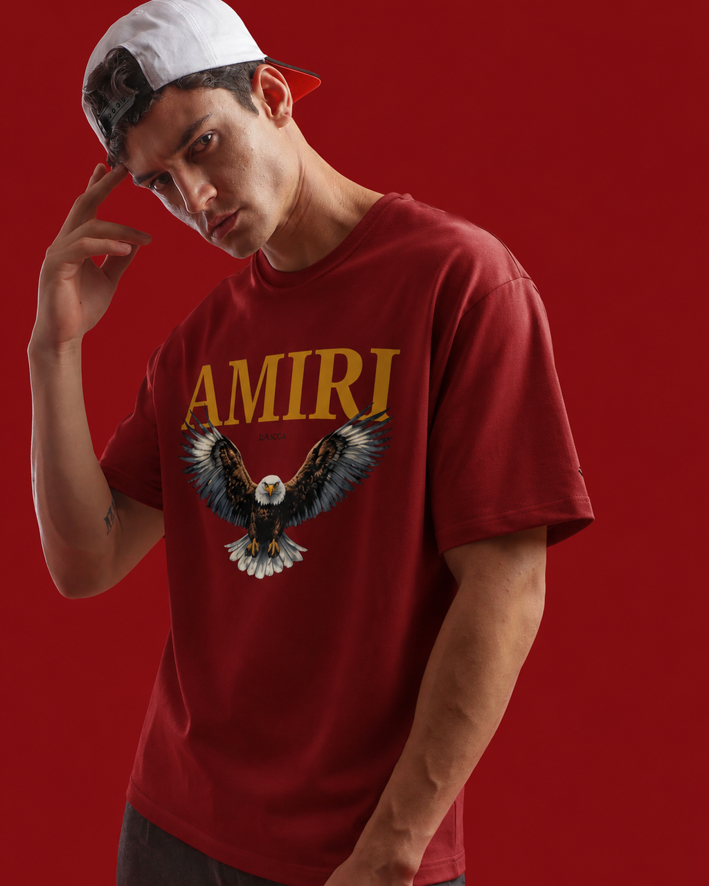 Tripster Men Printed Round Neck Cotton Blend Red T-Shirt