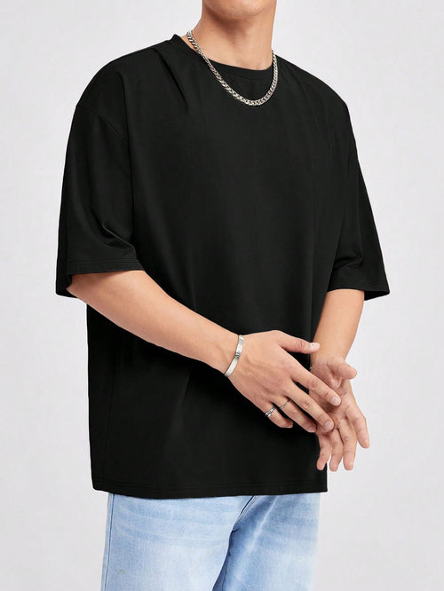Black Round Neck T-Shirt for Mens