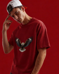 Tripster Men Printed Round Neck Cotton Blend Red T-Shirt
