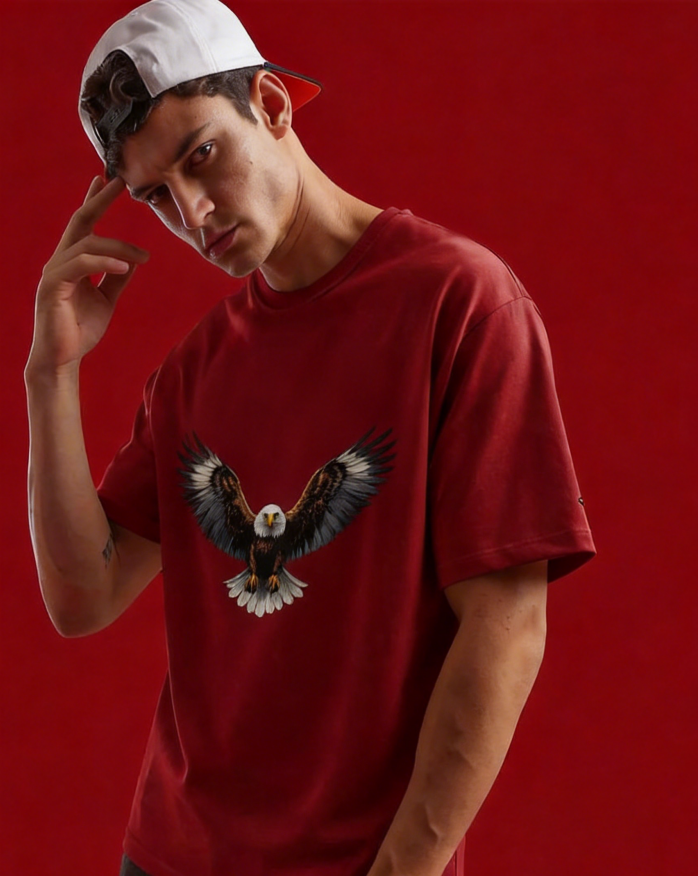 Tripster Men Printed Round Neck Cotton Blend Red T-Shirt